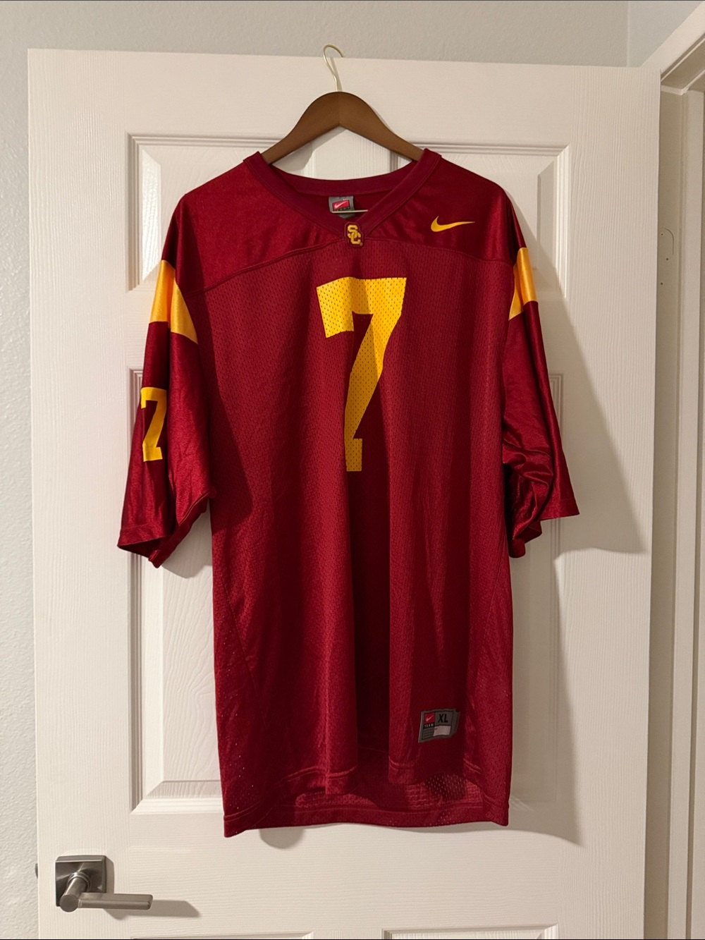 Nike Cardinal and Gold Football Jersey with #7
